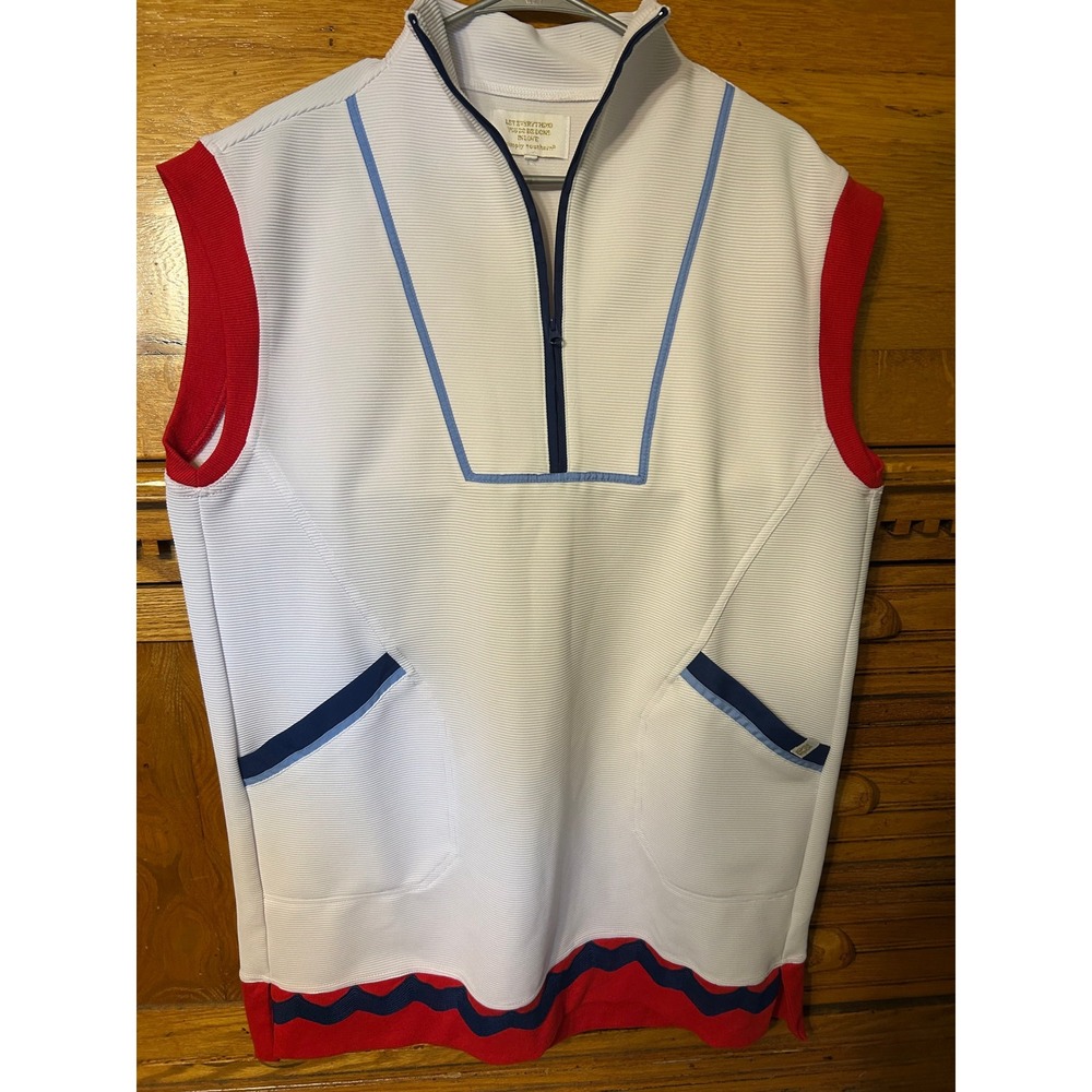 Simply Southern Sporty Preppy‎ Quarter Zip Golf Tennis Dress Textured Sleeveless